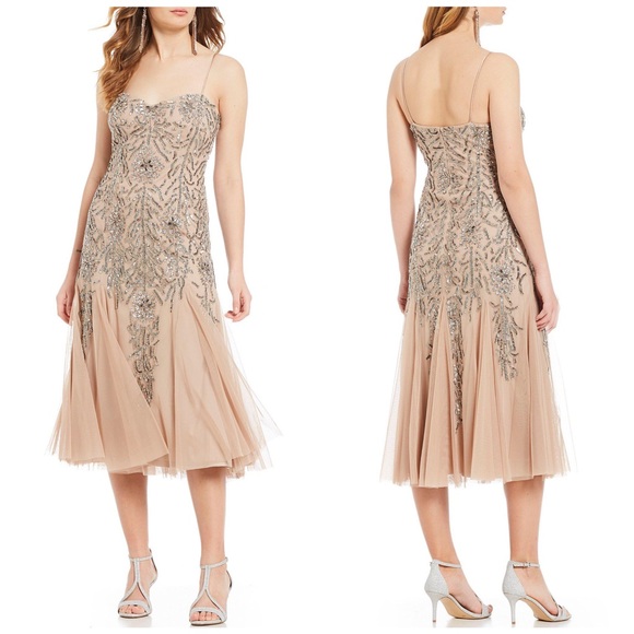 Gianni Bini Jane Beaded Flounce Midi Dress - Picture 1 of 4